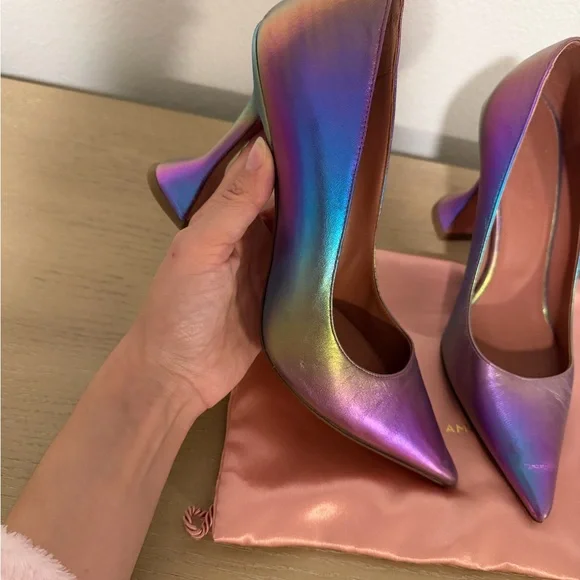 Amina Muaddi Ami Iridescent Pumps - Picture 7 of 9